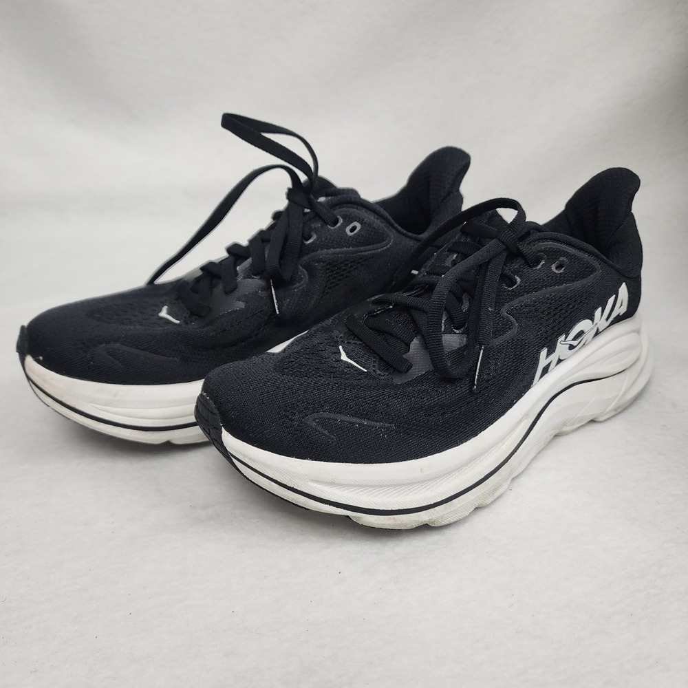 Hoka One One Clifton 10 1162031-BWHT Womens US 6.5 B Running Shoes Black Sneaker